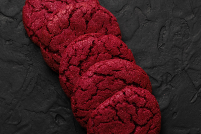 Μαλακά μπισκότα red velvet με μείγμα Grande Cookies Red Velvet